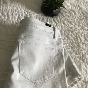 Distressed white shorts